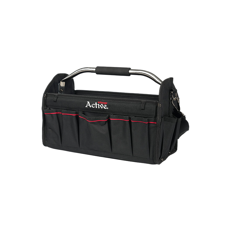 Bolsa funcional de herramientas con mango tubular y fondo de goma plegable Bolsa funcional de herramientas con mango tubular y fondo de goma plegable